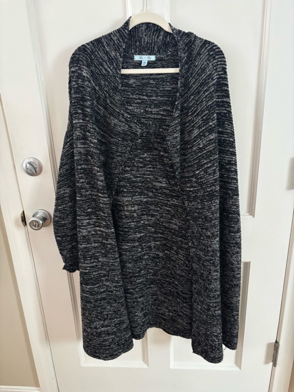 2 for $25 🦋 Cozy Open-Front Knit Cardigan - Black Marled